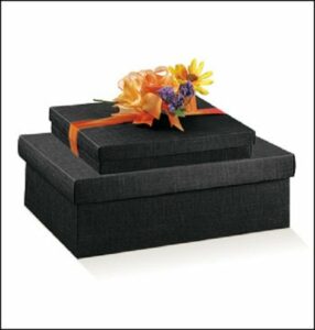 Caja de regalo de cartón en color negro. Mod. fondo+tapa, 9.5x6.5x4 cms C/10 uds.