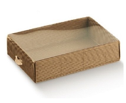 5 Cajas de cartón kraft con tapa transparente. 16.5x11x5.5 cms