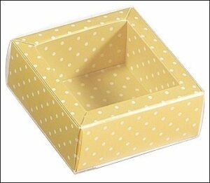 Caja de regalo mango con topos/tapa transparente 6x6x3.2 cms. C/10 uds. Varios tamaños