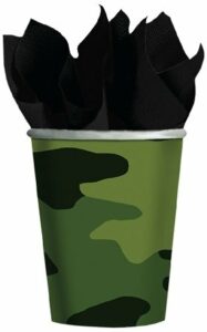 8 Vasos de papel-cartón camuflaje.