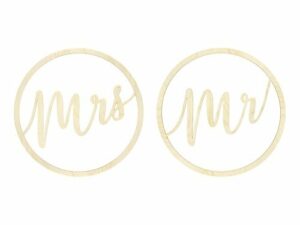 2 Aros de madera, Mr - Mrs