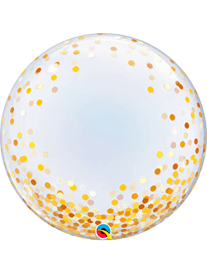 Globo burbuja confeti dorado. 60 cms.