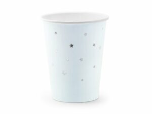 Vaso-azul-claro-estrellas-platas-papel-cumpleaños-comunion-bautizo-babyshower-gramajeshop-valencia