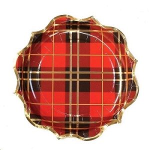 plato-papel-escocesa-tartan-rojo-negro-oro-navidad-gramajeshop-valencia-mesa