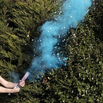 2 Cañoñes de humo y confeti en tono azul - Revelación del sexo del bebé