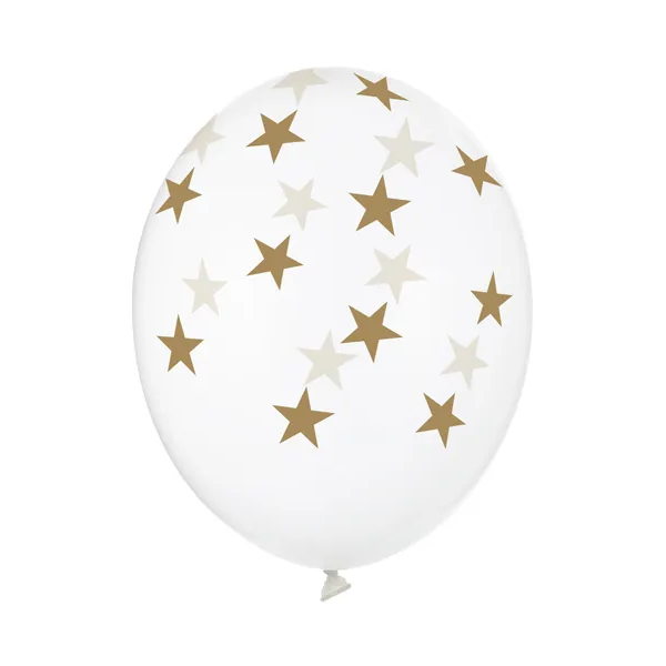 5 Globos transparentes con estrellas doradas