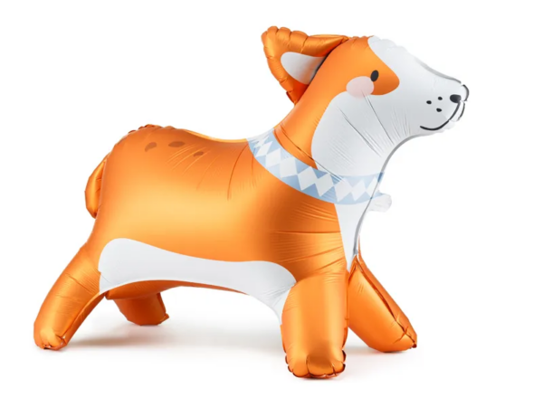 Globo-perro-corgi-standing-metalizado-fiesta-infantil-cumpleanos-gramajeshop-valencia